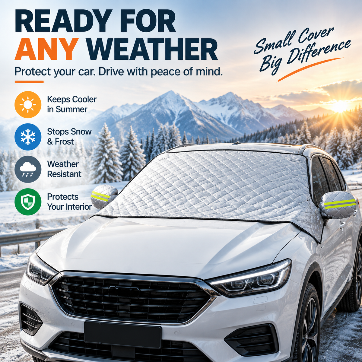 Magnetic Windshield Cover – All-Season Sun, Snow & Frost Protector for Cars, SUVs & Trucks