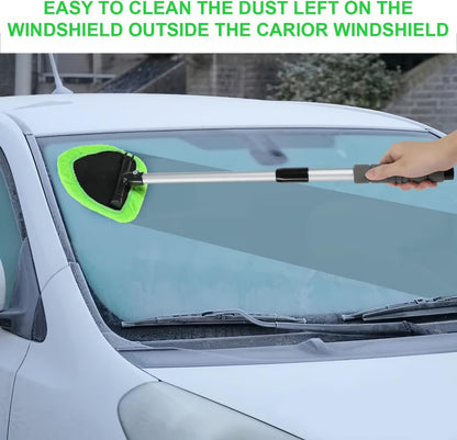 🔥 Car Windshield Cleaning Tool with Microfiber Pad & Extendable Handle