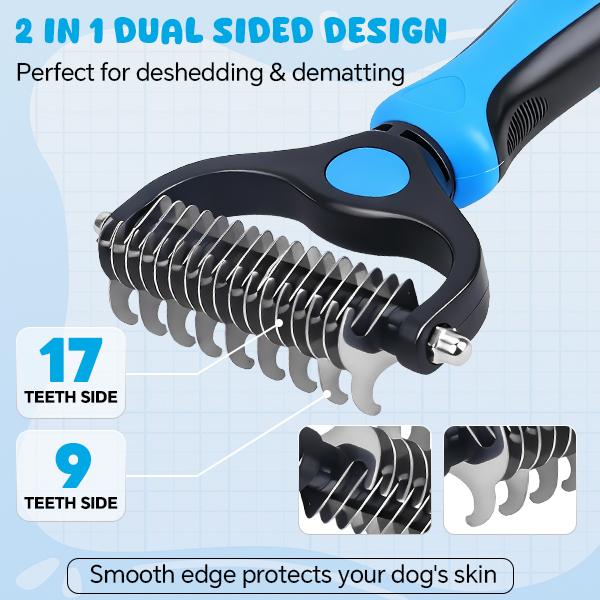 Dual-Sided Undercoat Rake for Dogs & Cats