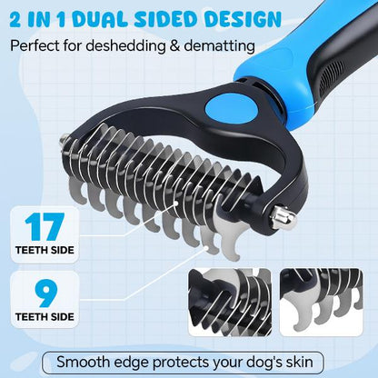 Dual-Sided Undercoat Rake for Dogs & Cats