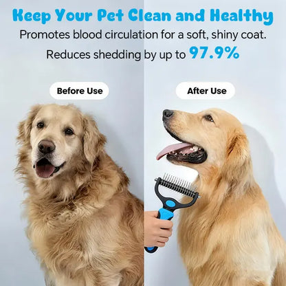Dual-Sided Undercoat Rake for Dogs & Cats