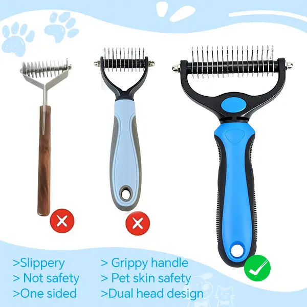 Dual-Sided Undercoat Rake for Dogs & Cats