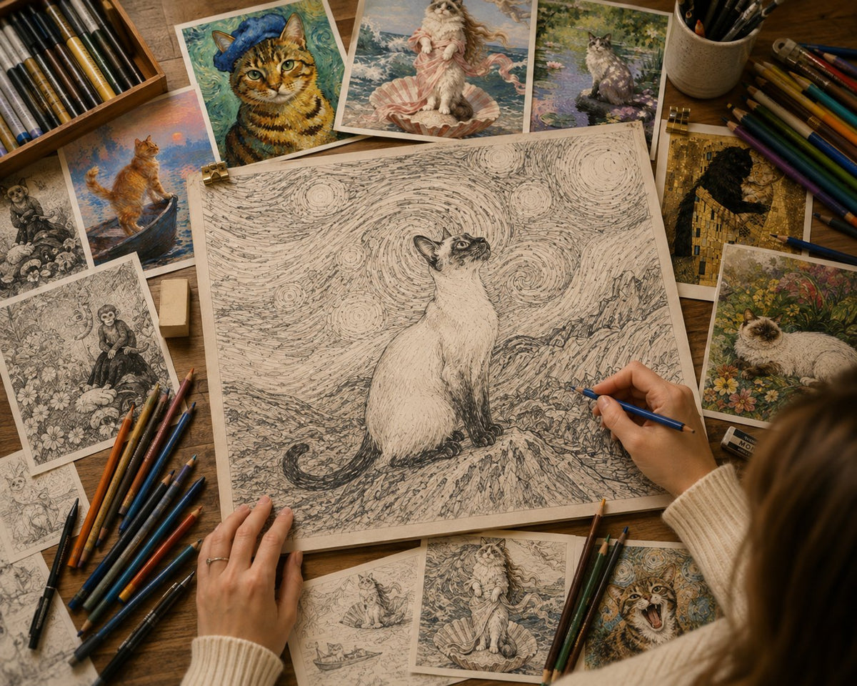 🐱 2027 Cat Art Calendar — 12 Famous Paintings, Reimagined for Cat Lovers