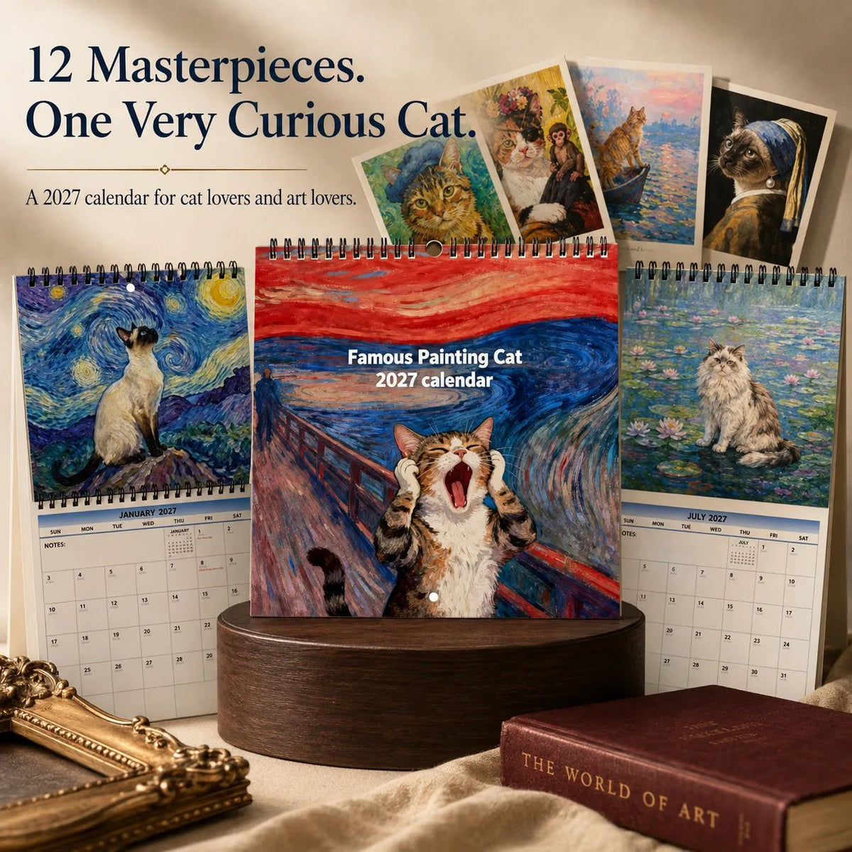 🐱 2027 Cat Art Calendar — 12 Famous Paintings, Reimagined for Cat Lovers
