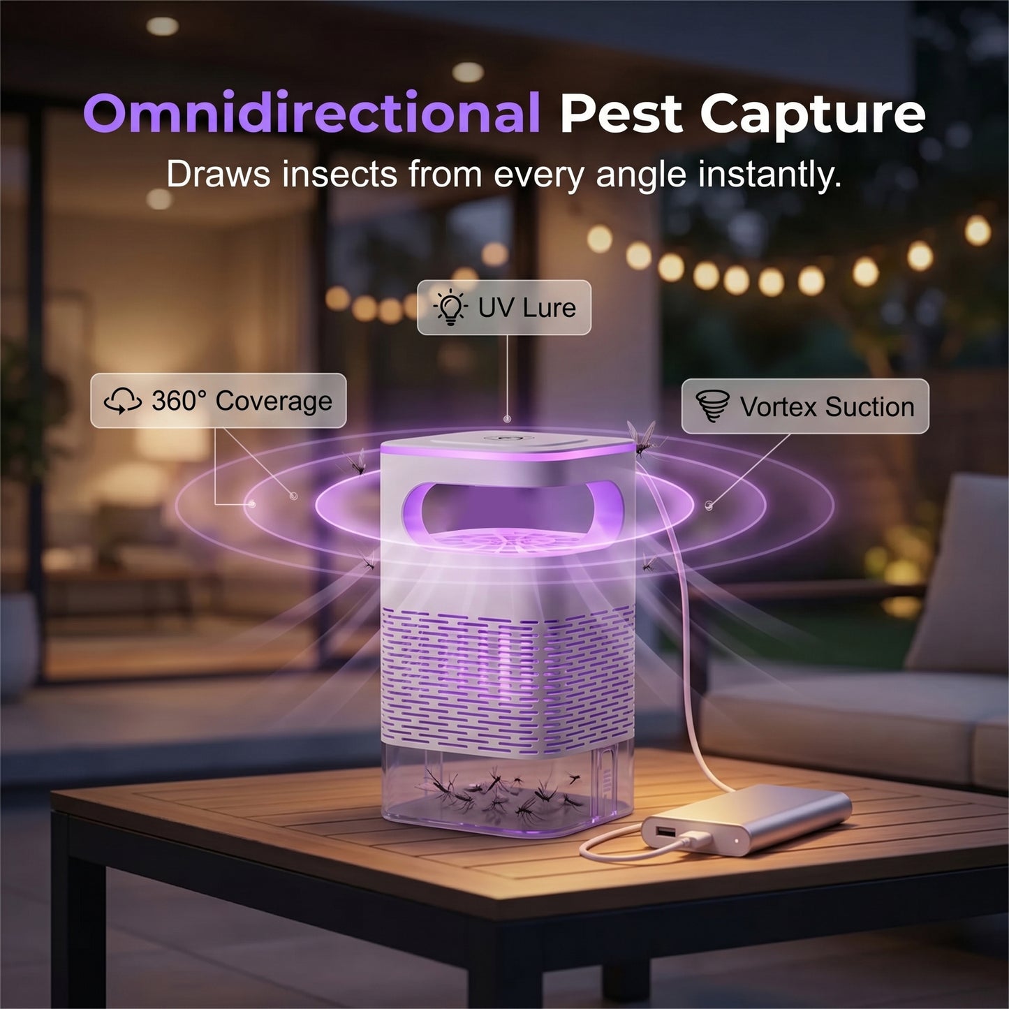 🦟50K+ sold!  UV Mosquito Killer Lamp – quiet, USB, chemical-free