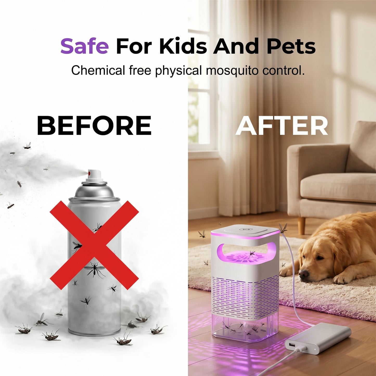 🦟50K+ sold!  UV Mosquito Killer Lamp – quiet, USB, chemical-free