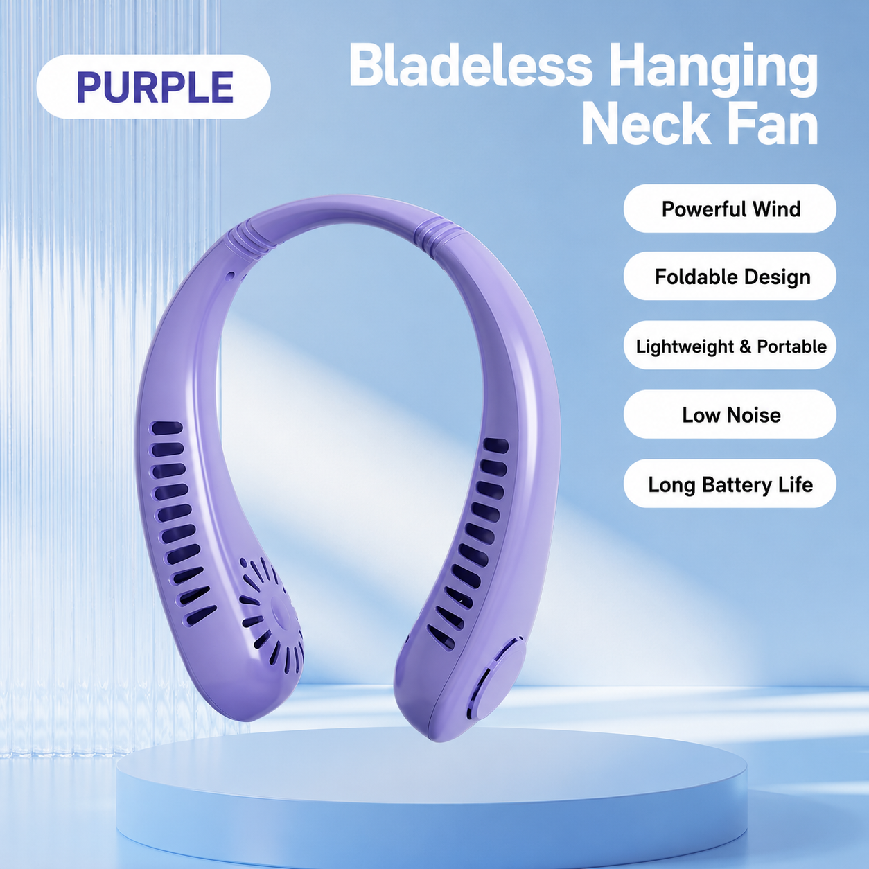 ❄️ Bladeless Neck Fan | Hands-Free, No Hair-Tangle, USB Rechargeable Cooler for Summer Adventures & Everyday Life-WBJ