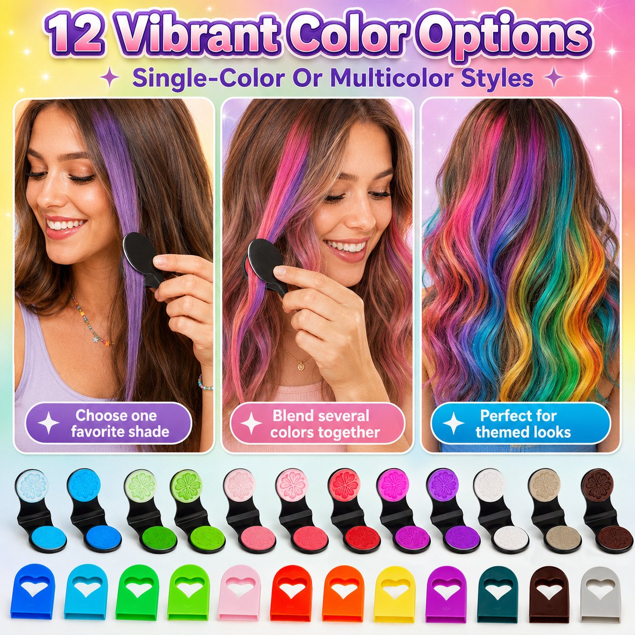 🔥50% OFF🌈12-Color Temporary Hair Chalk Applicator Set