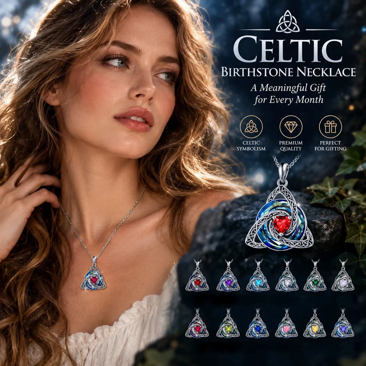 Birthstone Celtic Knot Necklace