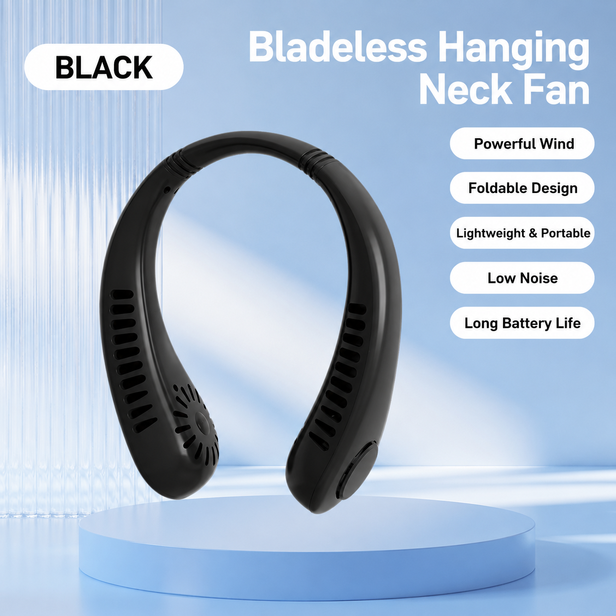 ❄️ Bladeless Neck Fan | Hands-Free, No Hair-Tangle, USB Rechargeable Cooler for Summer Adventures & Everyday Life-WBJ