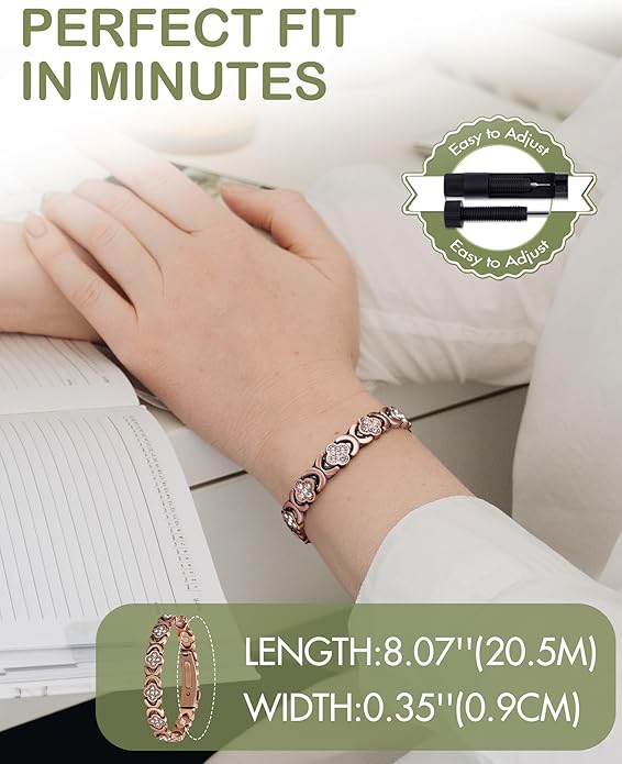 🔥Final 3 Hours: 80% OFF - ODEIUN® Copper Bracelets for Women. Pure Copper Magnetic Bracelet with 3800 Gauss Effective Magnets
