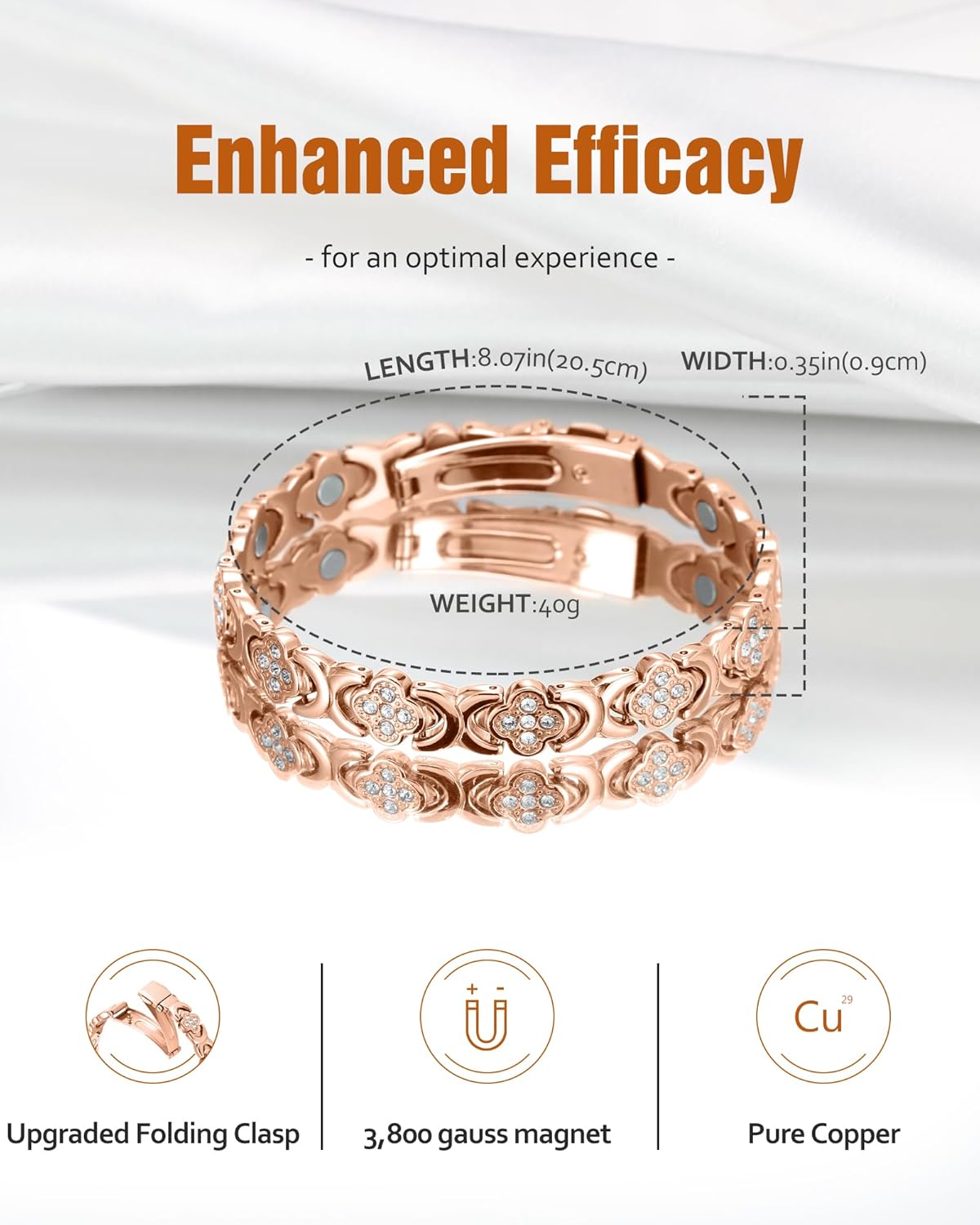 🔥Final 3 Hours: 80% OFF - ODEIUN® Copper Bracelets for Women. Pure Copper Magnetic Bracelet with 3800 Gauss Effective Magnets