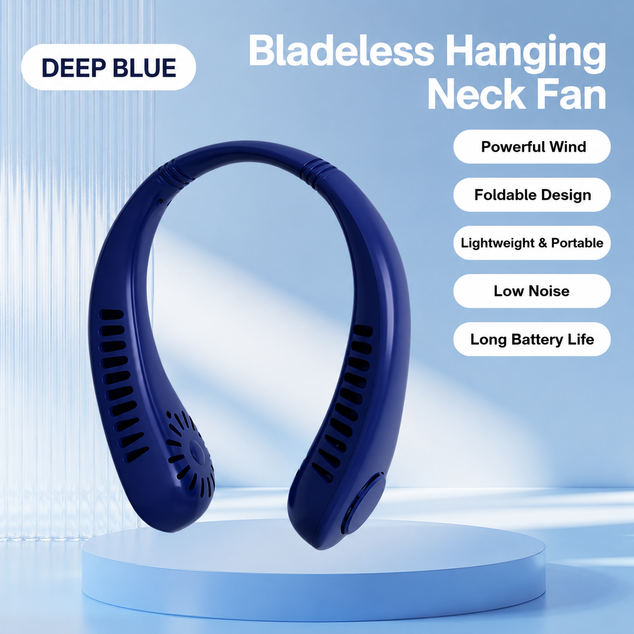 ❄️ Bladeless Neck Fan | Hands-Free, No Hair-Tangle, USB Rechargeable Cooler for Summer Adventures & Everyday Life-WBJ