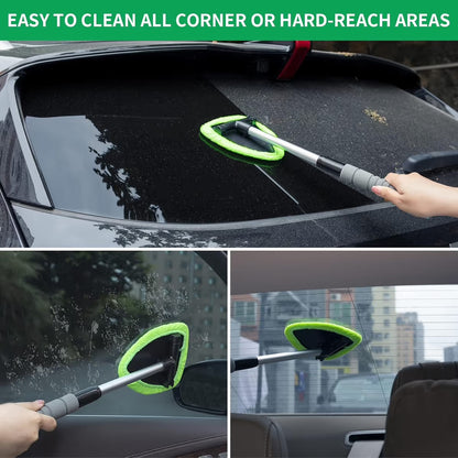 🔥 Car Windshield Cleaning Tool with Microfiber Pad & Extendable Handle