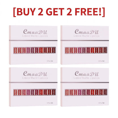 2026 Hot 49% OFF Matte Matt Lipstick Set, Long Lasting Lipstick 24 hour Waterproof Lip Gloss 10Pcs Liquid