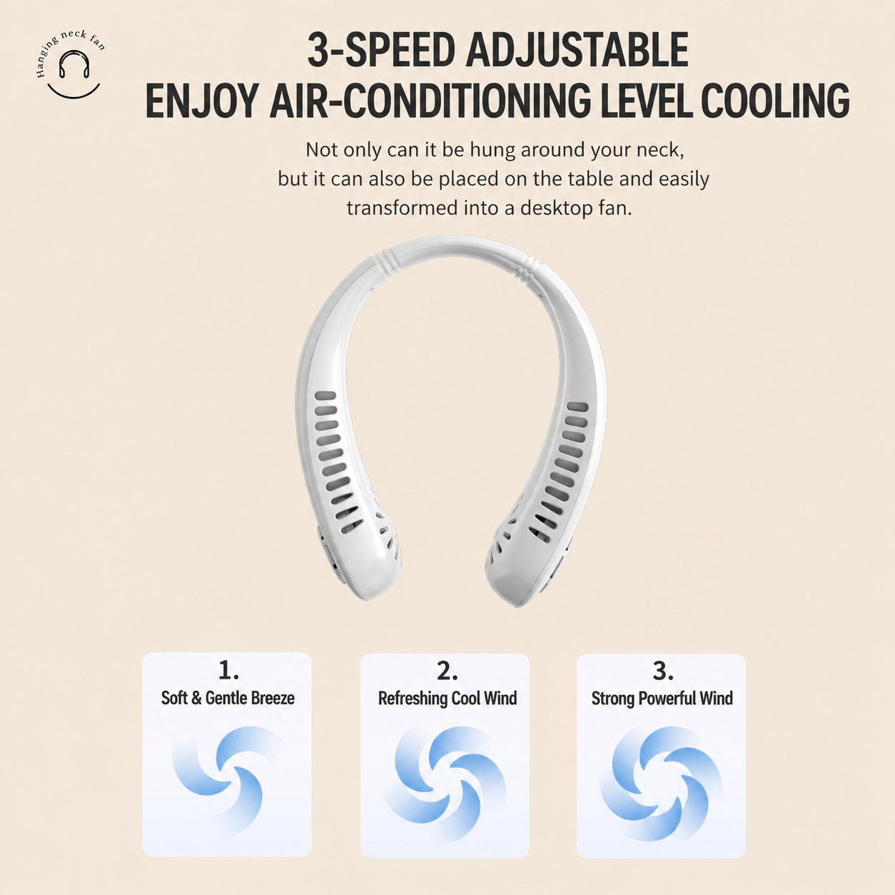 ❄️ Bladeless Neck Fan | Hands-Free, No Hair-Tangle, USB Rechargeable Cooler for Summer Adventures & Everyday Life-WBJ