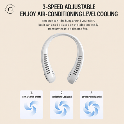 ❄️ Bladeless Neck Fan | Hands-Free, No Hair-Tangle, USB Rechargeable Cooler for Summer Adventures & Everyday Life-WBJ