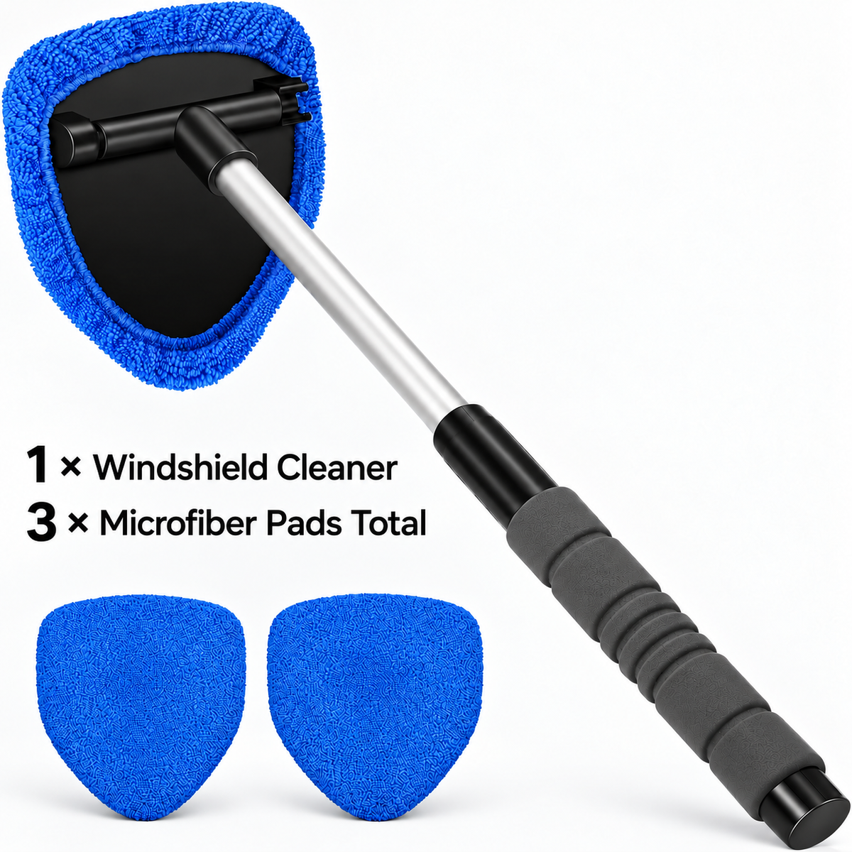🔥 Car Windshield Cleaning Tool with Microfiber Pad & Extendable Handle