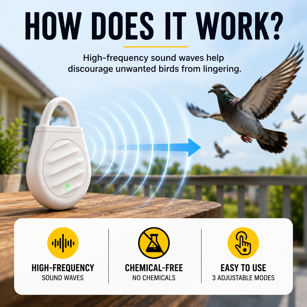 Portable Ultrasonic Bird Repellent Keychain