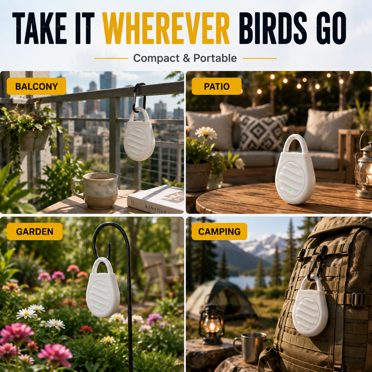 Portable Ultrasonic Bird Repellent Keychain