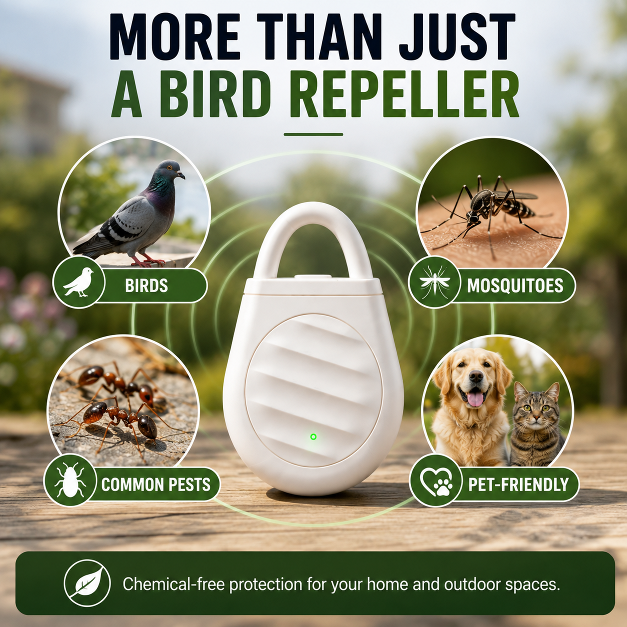 Portable Ultrasonic Bird Repellent Keychain