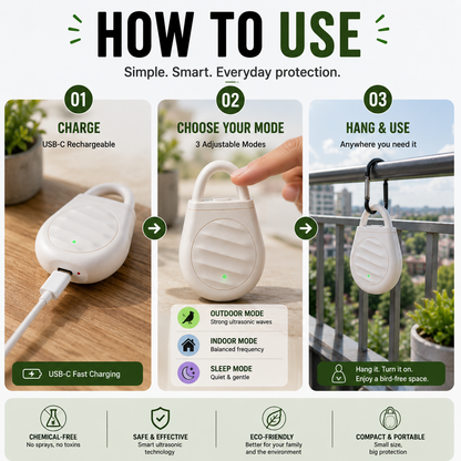 Portable Ultrasonic Bird Repellent Keychain
