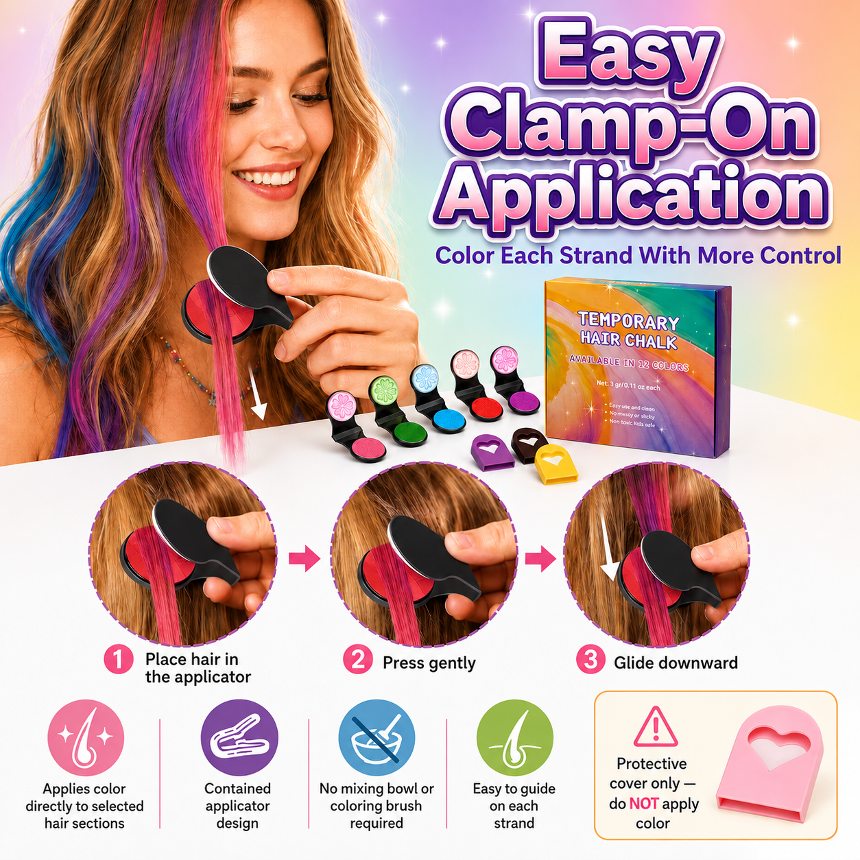 🔥50% OFF🌈12-Color Temporary Hair Chalk Applicator Set