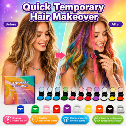 🔥50% OFF🌈12-Color Temporary Hair Chalk Applicator Set