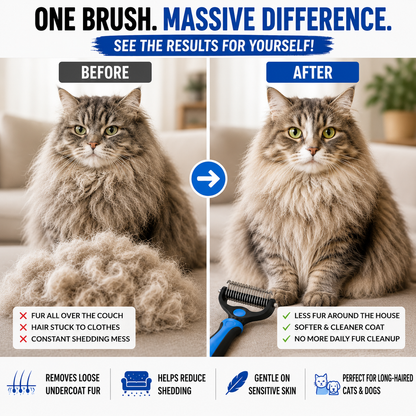 Dual-Sided Undercoat Rake for Dogs & Cats