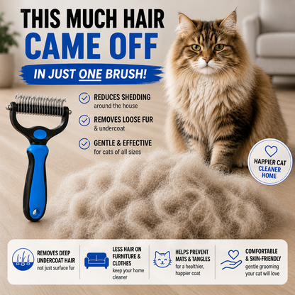 Dual-Sided Undercoat Rake for Dogs & Cats