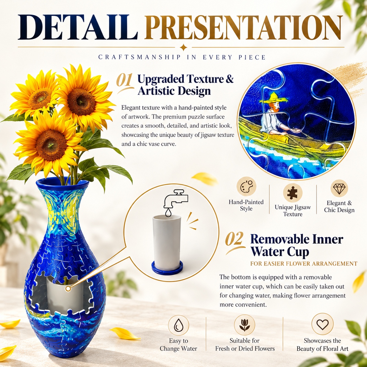 DIY 3D Jigsaw Puzzle Flower Vase
