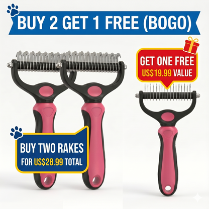 Dual-Sided Undercoat Rake for Dogs & Cats