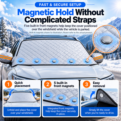 🚗 Magnetic Windshield Cover – All-Season Sun, Snow & Frost Protector for Cars, SUVs & Trucks