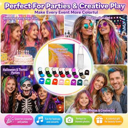 🔥50% OFF🌈12-Color Temporary Hair Chalk Applicator Set