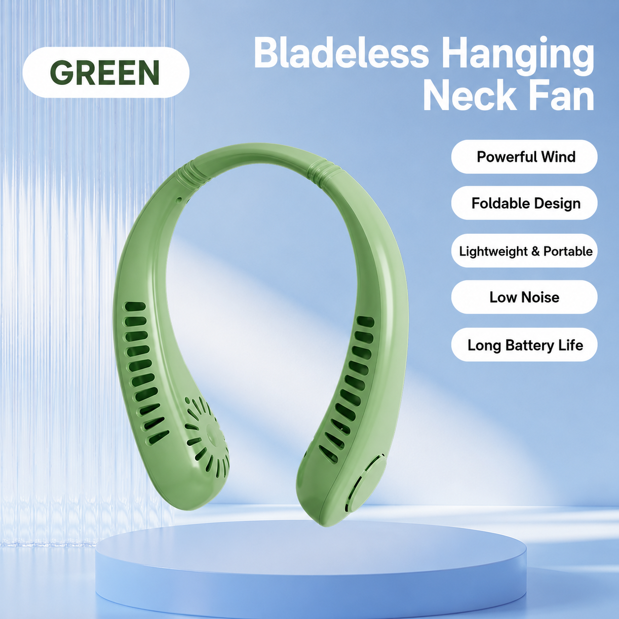 ❄️ Bladeless Neck Fan | Hands-Free, No Hair-Tangle, USB Rechargeable Cooler for Summer Adventures & Everyday Life-WBJ