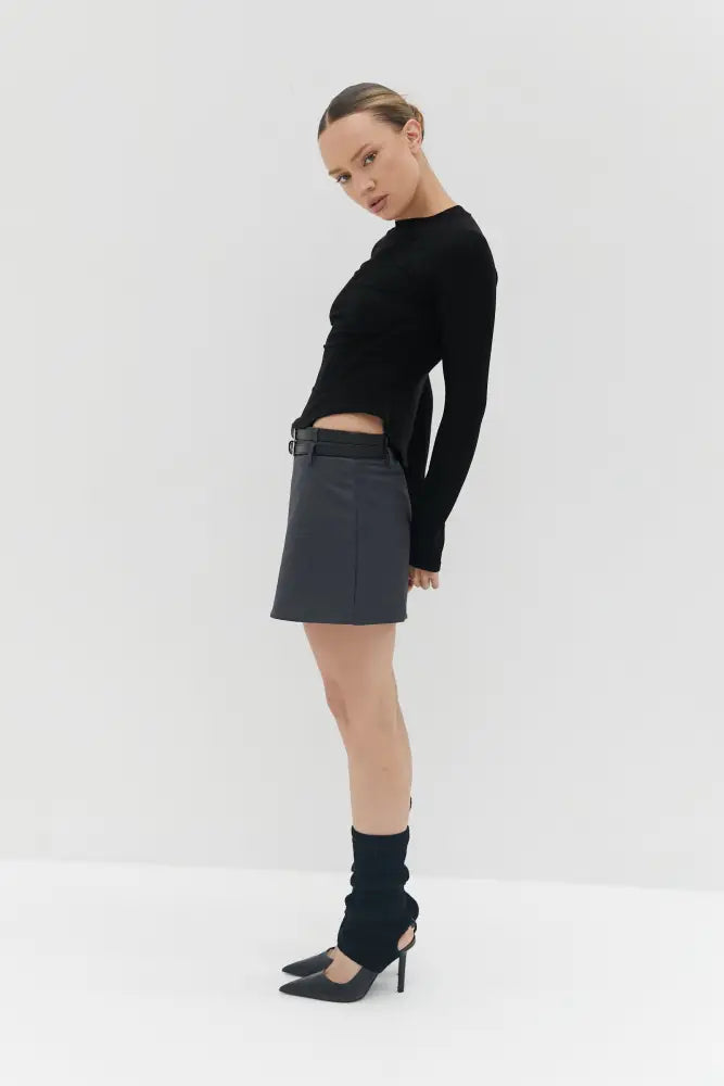 Double Belt Mini Skirt Skirts
