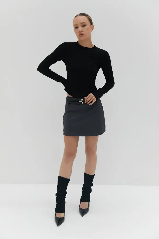 Double Belt Mini Skirt Skirts