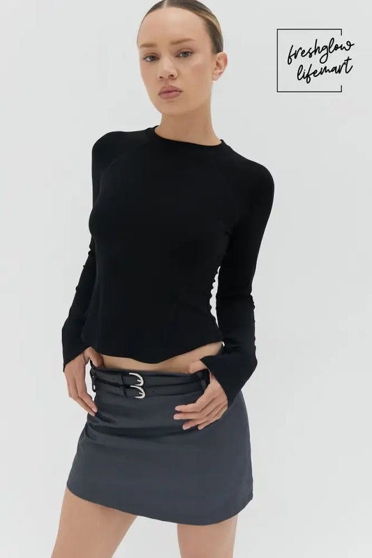 Double Belt Mini Skirt Skirts