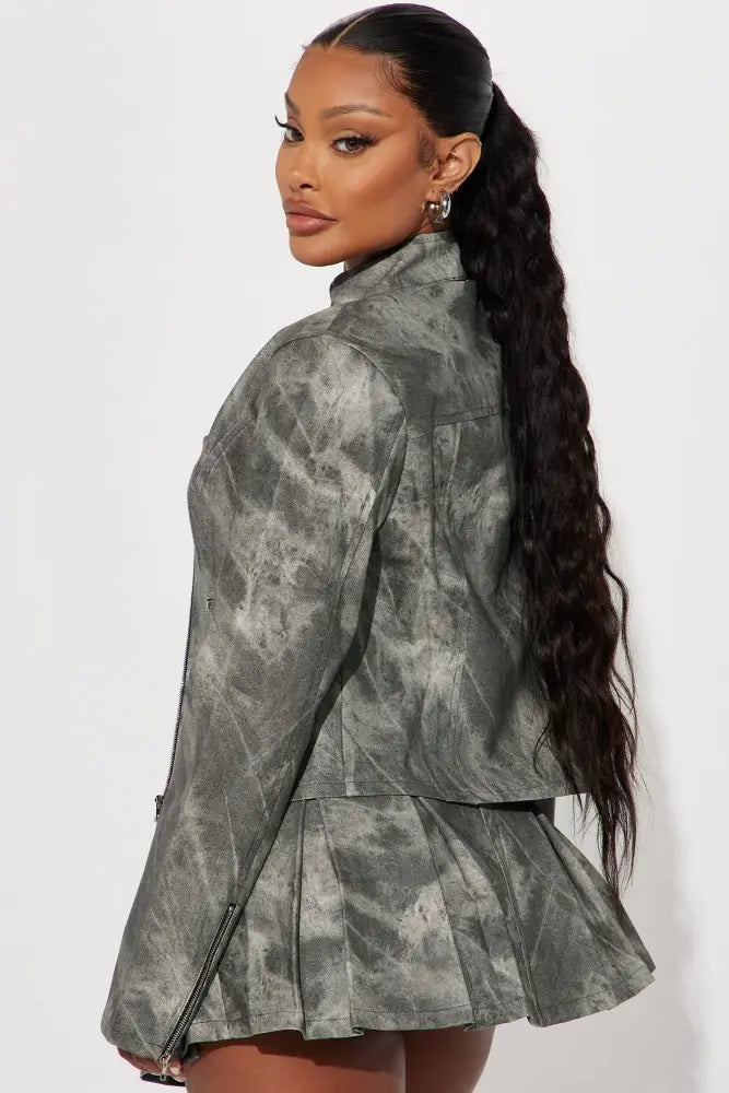 Leather Jacket - Charcoal/combo Jackets & Coats