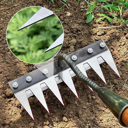 🔥Time-Limited Offer - 5/6/7/8 Teeth Carbon Steel Garden Weeding Rake🌿