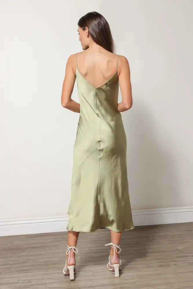 SATIN DRESS MOSS Dresses