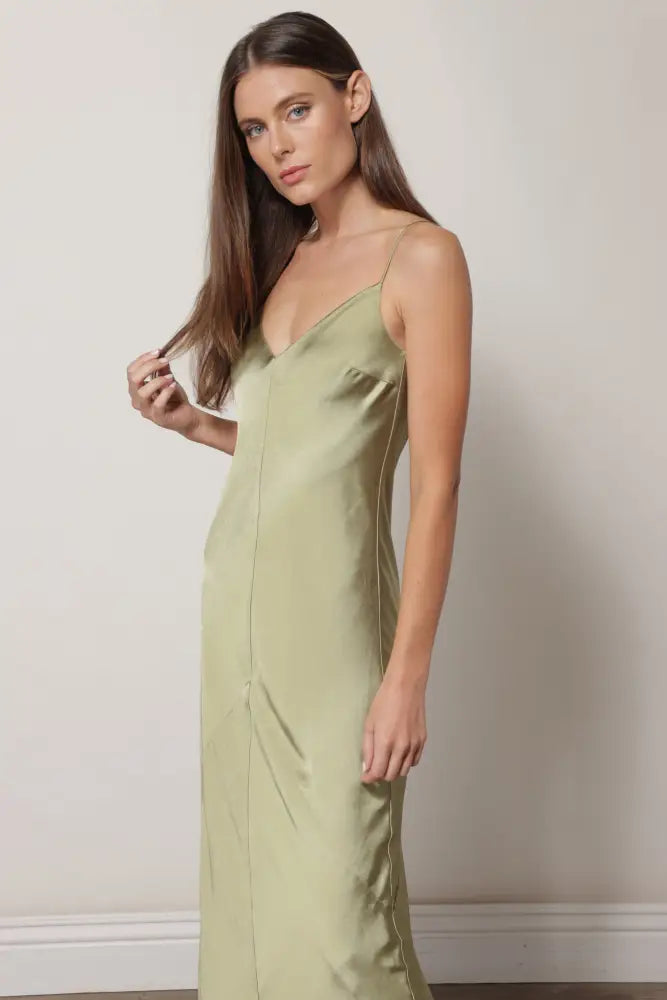 SATIN DRESS MOSS Dresses