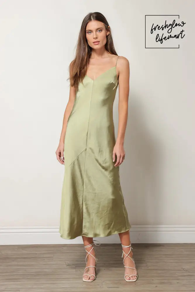 SATIN DRESS MOSS Dresses