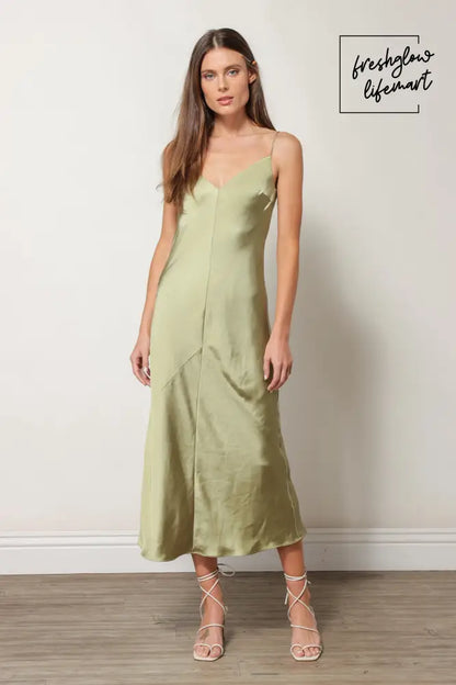 SATIN DRESS MOSS Dresses