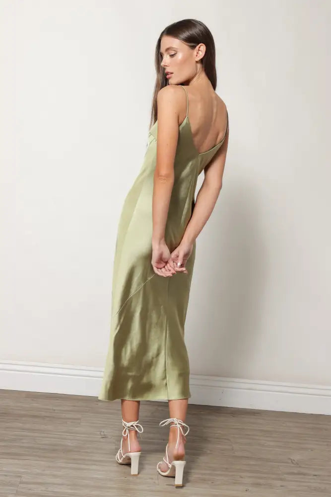 SATIN DRESS MOSS Dresses