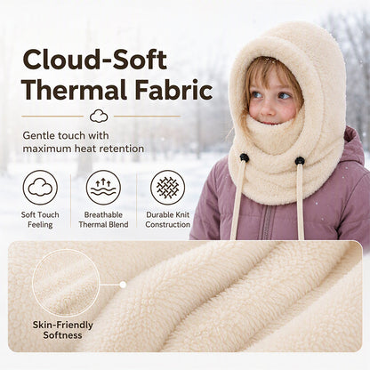❄️ Kids 3-in-1 Plush Winter Hood – Hat, Face Cover & Neck Warmer