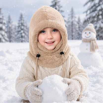 ❄️ Kids 3-in-1 Plush Winter Hood – Hat, Face Cover & Neck Warmer