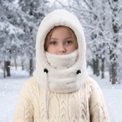 ❄️ Kids 3-in-1 Plush Winter Hood – Hat, Face Cover & Neck Warmer