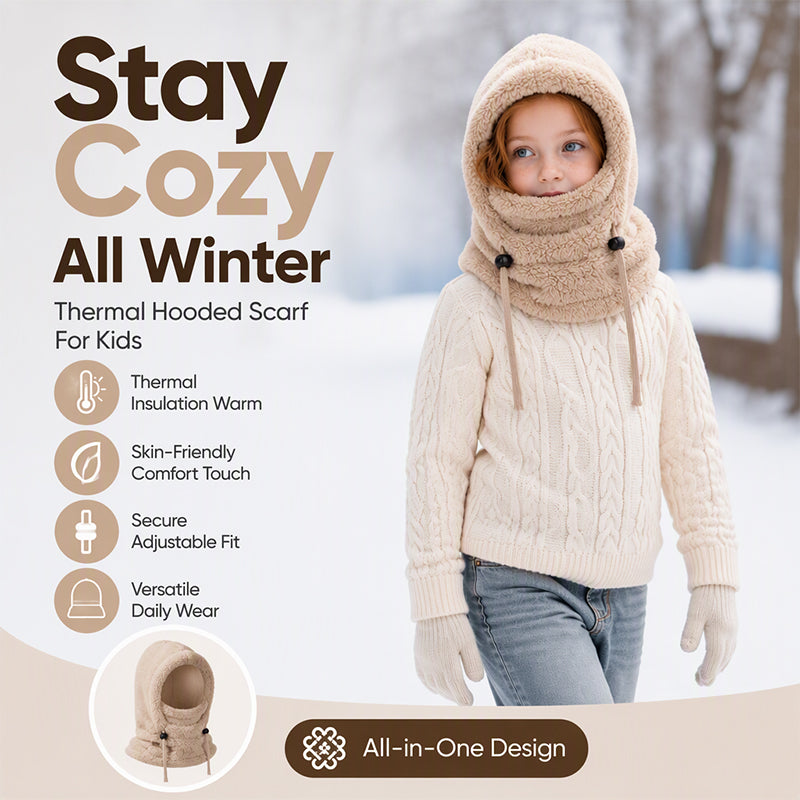 ❄️ Kids 3-in-1 Plush Winter Hood – Hat, Face Cover & Neck Warmer