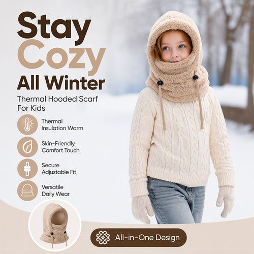 ❄️ Kids 3-in-1 Plush Winter Hood – Hat, Face Cover & Neck Warmer